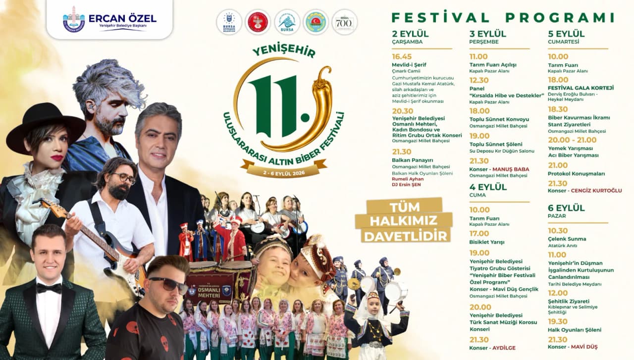 YENİŞEHİR’DE 11. ULUSLARARASI ALTIN BİBER FESTİVALİ İÇİN GERİ SAYIM BAŞLADI!